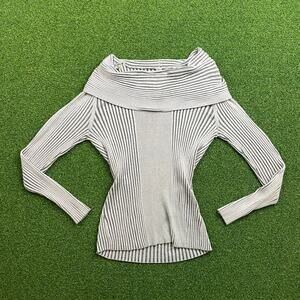 Vintage Pina Rossi Gray Long Sleeve Ribbed Off The Shoulder Sweater Sz L